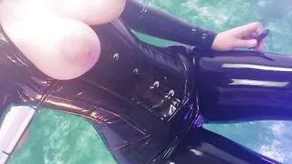 Latex JOI CEI jerk off instructions and cum eating instructor - training - dirty talk - Arya Grander