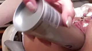 A hot German lady adores eating cum from the plate