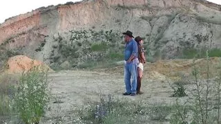 Cowboy sex on the hill background