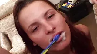 Good looking redhead German babe loves receiving cum in her mouth