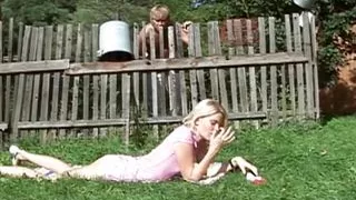 Outdoor Teen - He fucks her  then pisses all over her Body