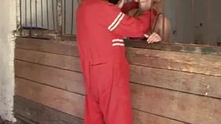 Hot blonde teen fucks in the stable with her stepdad