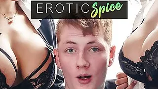 Ginger teen student ordered to headmistress office and fucked by his big tits Latina teachers in creampie threesome