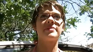 Short Hair College Girl Haileey James Pickup and Fuck by White Monster Cock