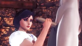 Belle give a Handjob and a Blowjob : Beauty and the beast parody