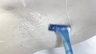 Korean Mistress Tattoo slave shaving