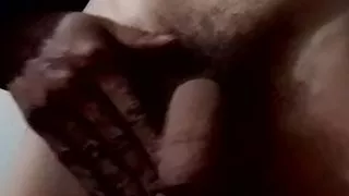 Naked men in his beautiful red bed room