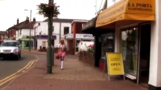 Hot blond on busy street finds what she dreams about