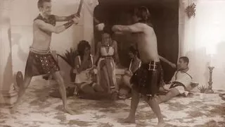 Old time sword fight men battle and fuck women
