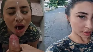 cumwalk after being throat fucked in an alley!