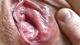 Husband licks my used pussy and cums a second time. Female orgasm close-up. Home amateur sex.