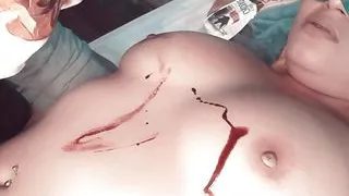 stepsister gets her dose of chocolate on her beautiful tits again