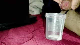 Svrsavanje u posudicu skupljam spermu za musteriju