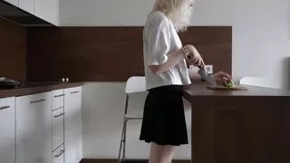 Starting off the day with some kitchen masturbation