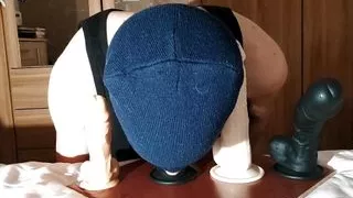 Deepthroating four big dildos