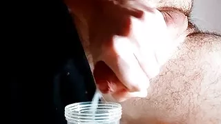 Croat cumming in a cup after an edging session