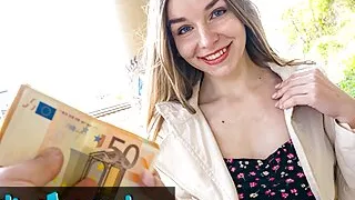 Public Agent - Cute young long haired Ukranian brunette waiting for friends agrees to have sex with a stranger outdoors