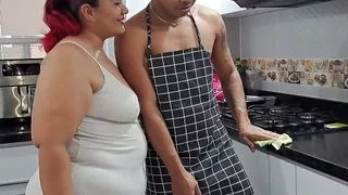 My stepmother likes to see me in the kitchen, she gets horny