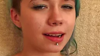 Tiny Emo masturbating using big dildo