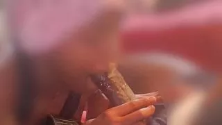 Ebony chick gives good throat. I sit back and let her throat go to work on my dick. The Cumshot in her throat is crazy