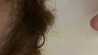 Pissing in the bathtub hairy cunt