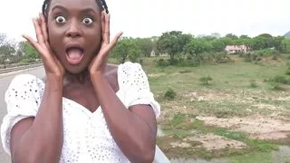 Perfect Body Ebony Girlfriend Glad To Suck My White Cock In Public Gripping Pussy Cream When I Fuck Her Outdoors