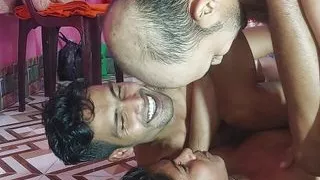 2 Men 1 Women Fucking Hard threesome Sex Deshi