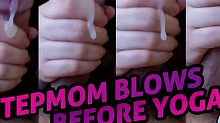 Horny Stepmom Sucks Her Boy In Her Pink Bodysuit Right Before Yoga