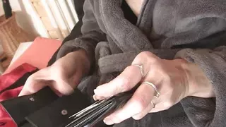 Sexy blonde grandma takes two cocks at once