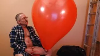 87) Cum on Giant Red Balloon -- Cont from Vid 86 -- Balloonbanger