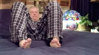 Daddy masturbating penis in bed