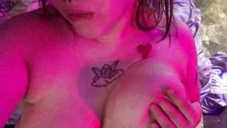 Chubby caresses herself in night