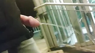 Cock flashing at Night with some little casual pee while walk at the end,  COCK WALK