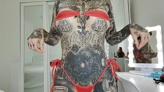 Red and Blue Cut out Micro Bikini try on Melody Radford Onlyfans