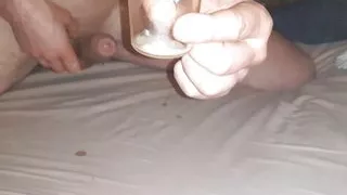Twink swallows own cumshot from glass
