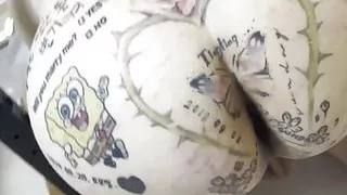 Korean Mistress Tattoo Spanking.