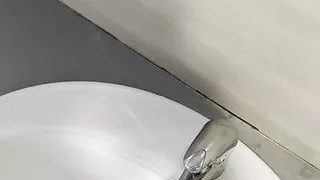 Risky pee in sink at public toilet