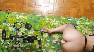 Girl slut with Fuck Machine wet pussy sex