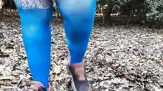 TheLady flashes and pees in the woods