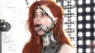 Ginger in Hardcore Metal Bondage and Latex Catsuit Waiting for Facefuck 3D BDSM Animation #2