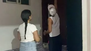 My light bulb broke and I call my neighbor but he wants me to thank him with a good fuck and blowjob