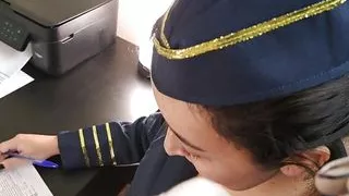 Married flight attendant gets fucked during body inspection