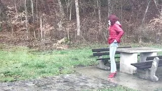 Outdoor Crossdresser and smoke