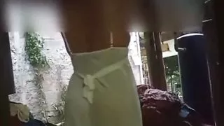 Homemade flashing tits in the kitchen