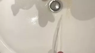 Big dick German boy piss in family parents bathroom sink