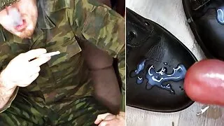 Soldier FUCKS Young Gay and CUMs on his BOOTS. Man Moans. Dirty Talk. Smoking