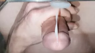 Ginger cumming like a fountain on a mirror