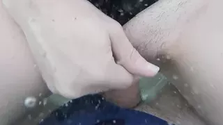 Flashing my dick in front of a young girl in public pool and helps me and fuck - it's very risky with couple near - P2