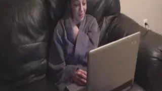 Slim German brunette pleasing her dudes hard cock on the couch