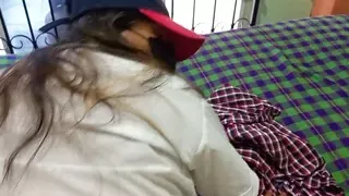 stepdaughter gives herself to her stepfather when the house is available, and fucks him very intensely on all fours (2)